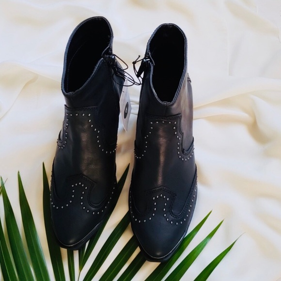 Women's Faux Leather Studded Western Bootie - Picture 2 of 7